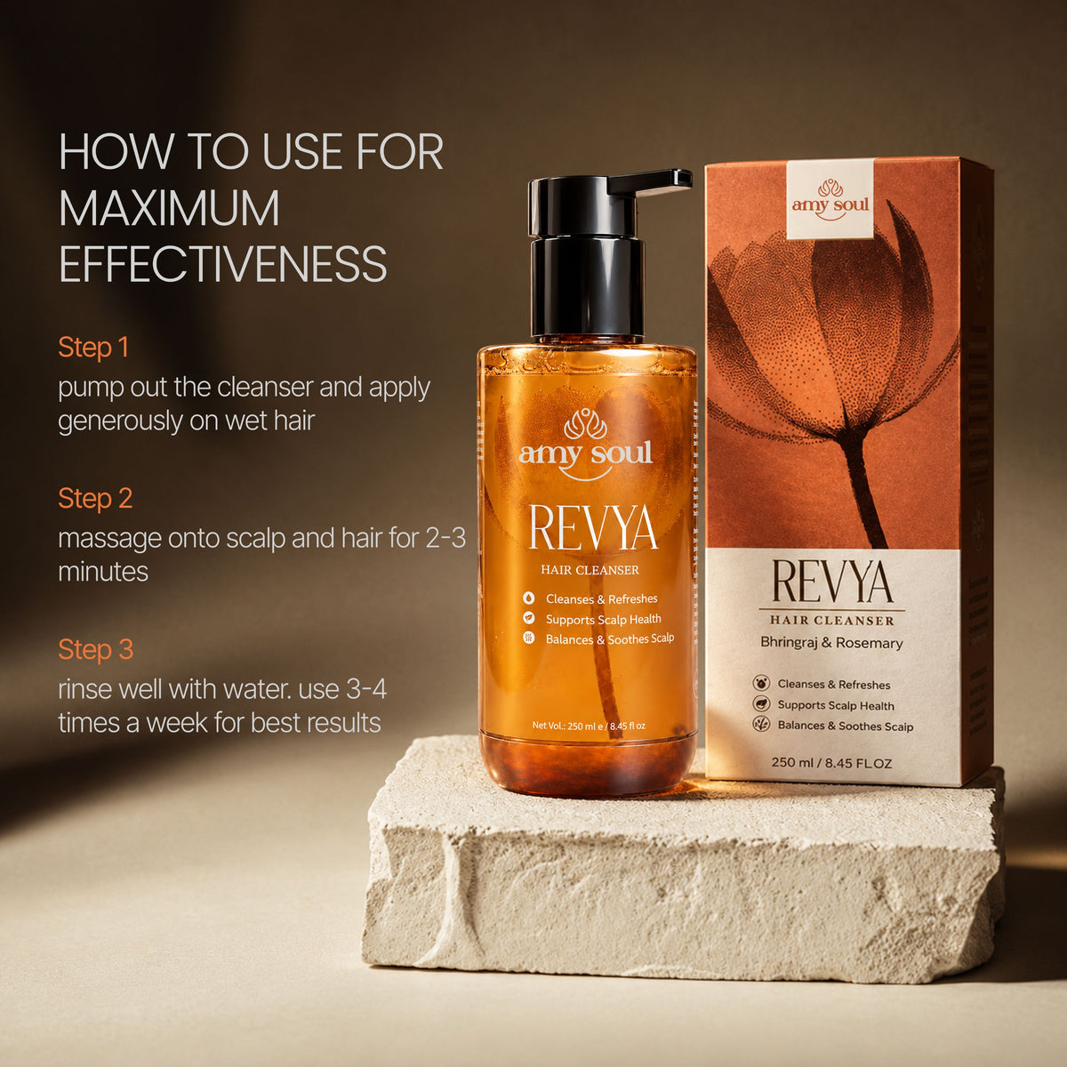 Amy Soul Revya Hair Cleanser – Bhringraj & Rosemary | Ayurvedic Scalp Cleanser | 250ml