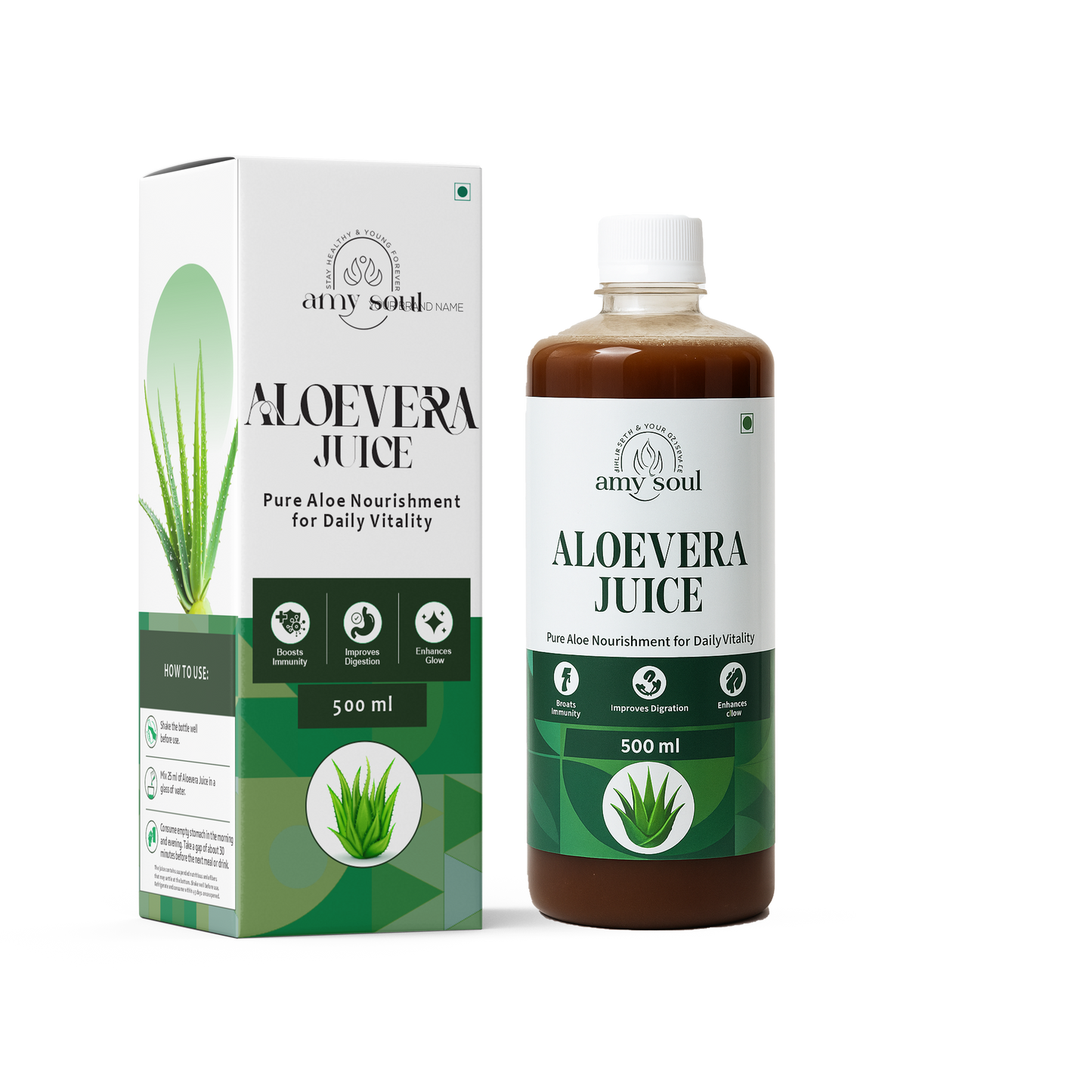 Amy Soul Aloe Vera Juice β Pure Aloe Nourishment for Daily Vitality (500 ml)