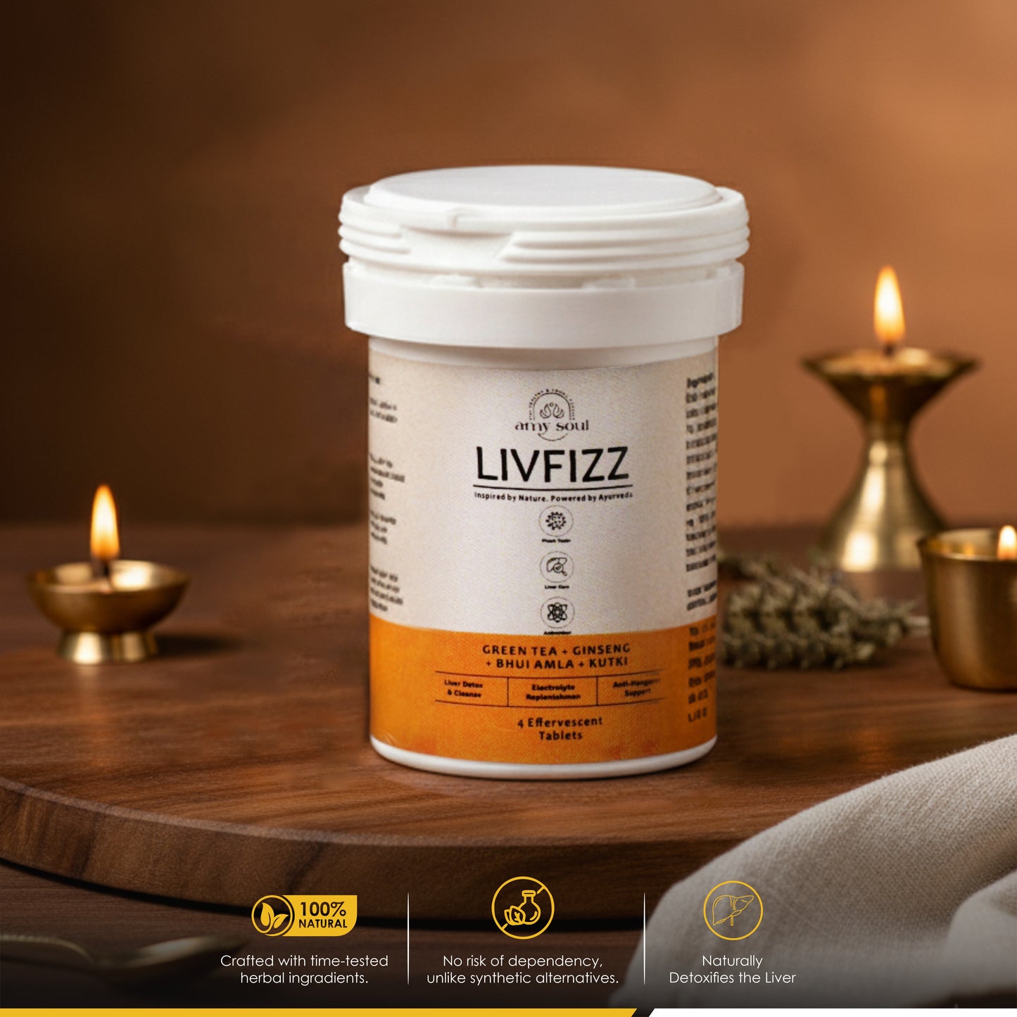 LivFizz – Ayurvedic Hangover Relief & Liver Detox Effervescent Tablets (4 Tabs)