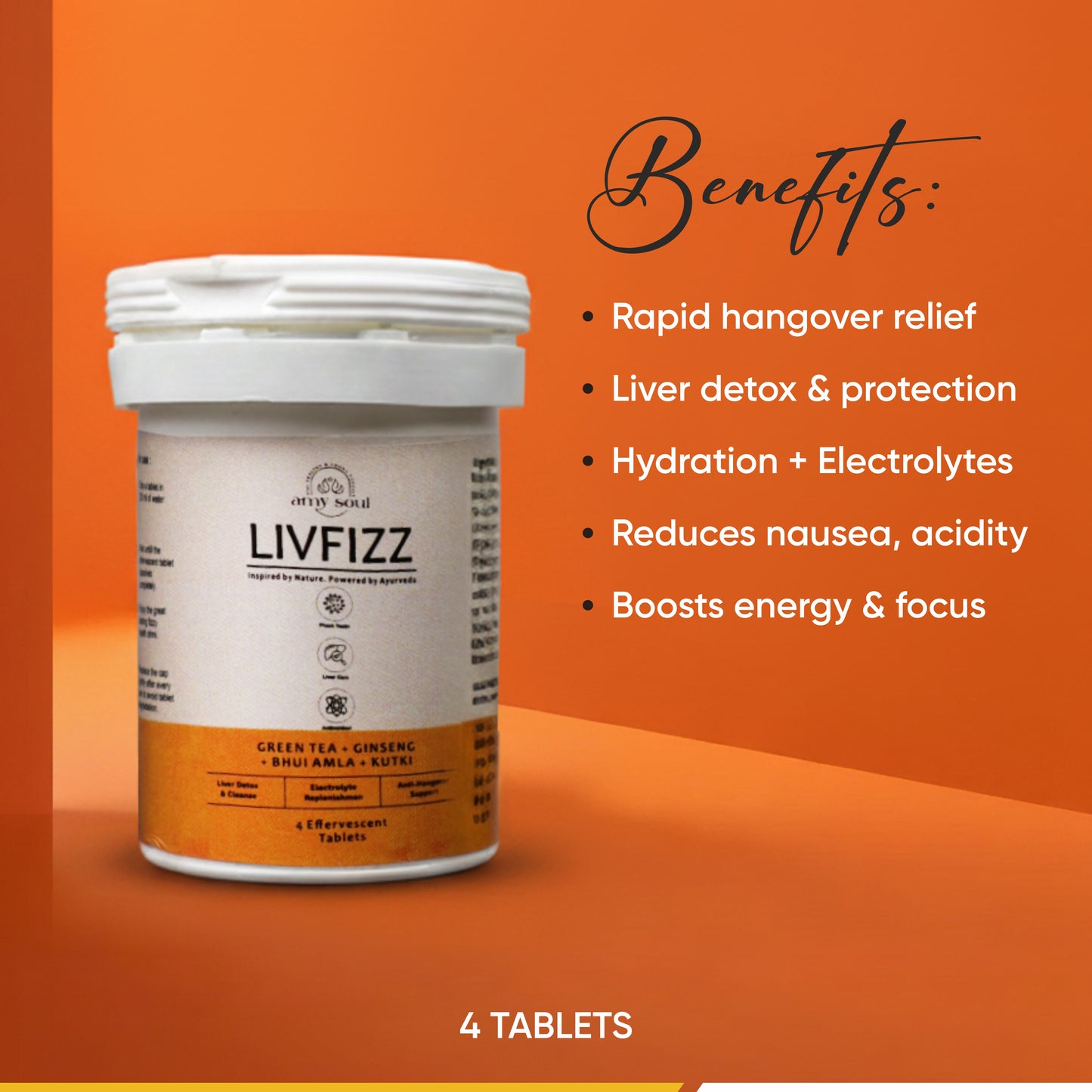 LivFizz – Ayurvedic Hangover Relief & Liver Detox Effervescent Tablets (4 Tabs)