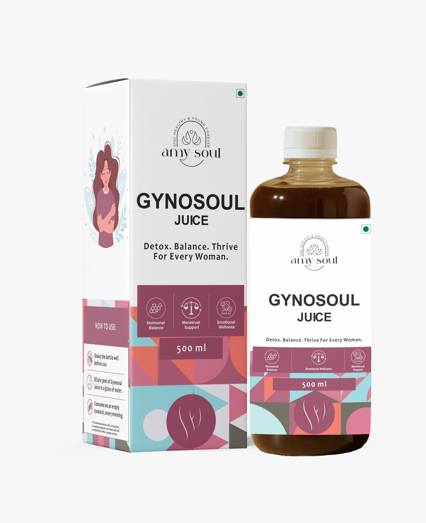 AmySoul Gynosoul Juice – Ayurvedic Hormonal Balance & Wellness Tonic for Women (500ml)