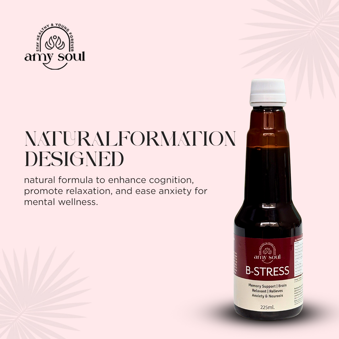AmySoul B-Stress – Ayurvedic Brain Tonic for Stress Relief, Memory & Mental Relaxation