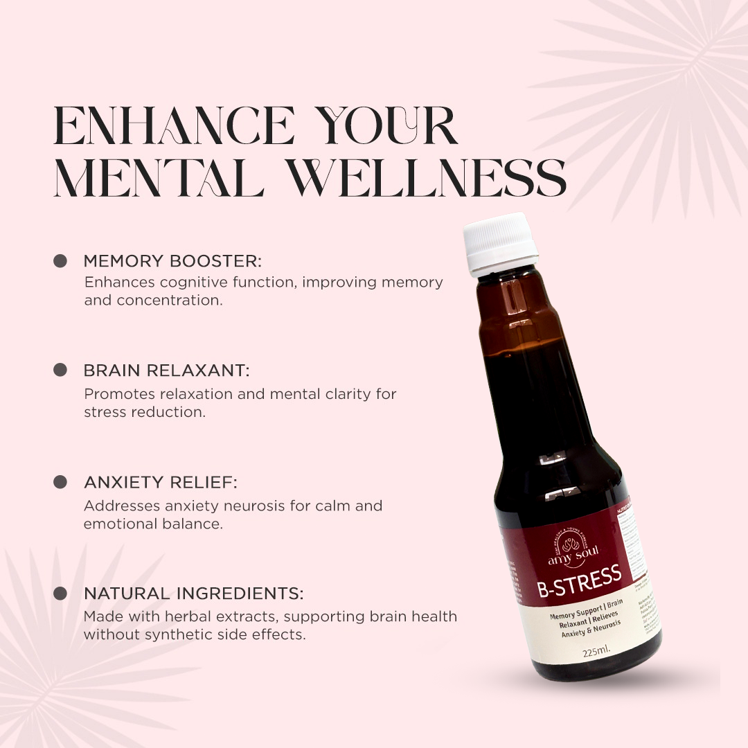 AmySoul B-Stress – Ayurvedic Brain Tonic for Stress Relief, Memory & Mental Relaxation