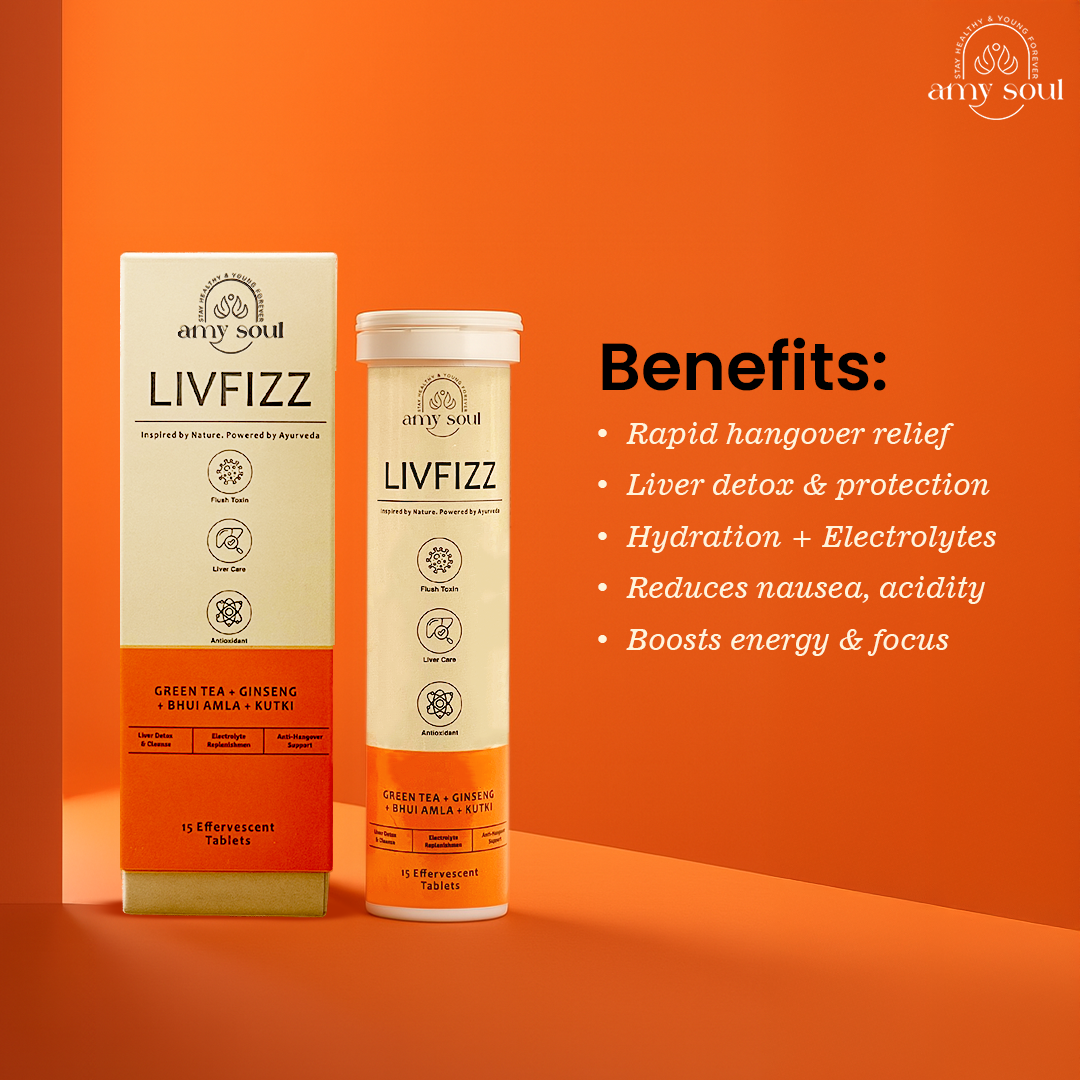 LivFizz – Ayurvedic Hangover Relief & Liver Detox Effervescent Tablets (15 Tabs)