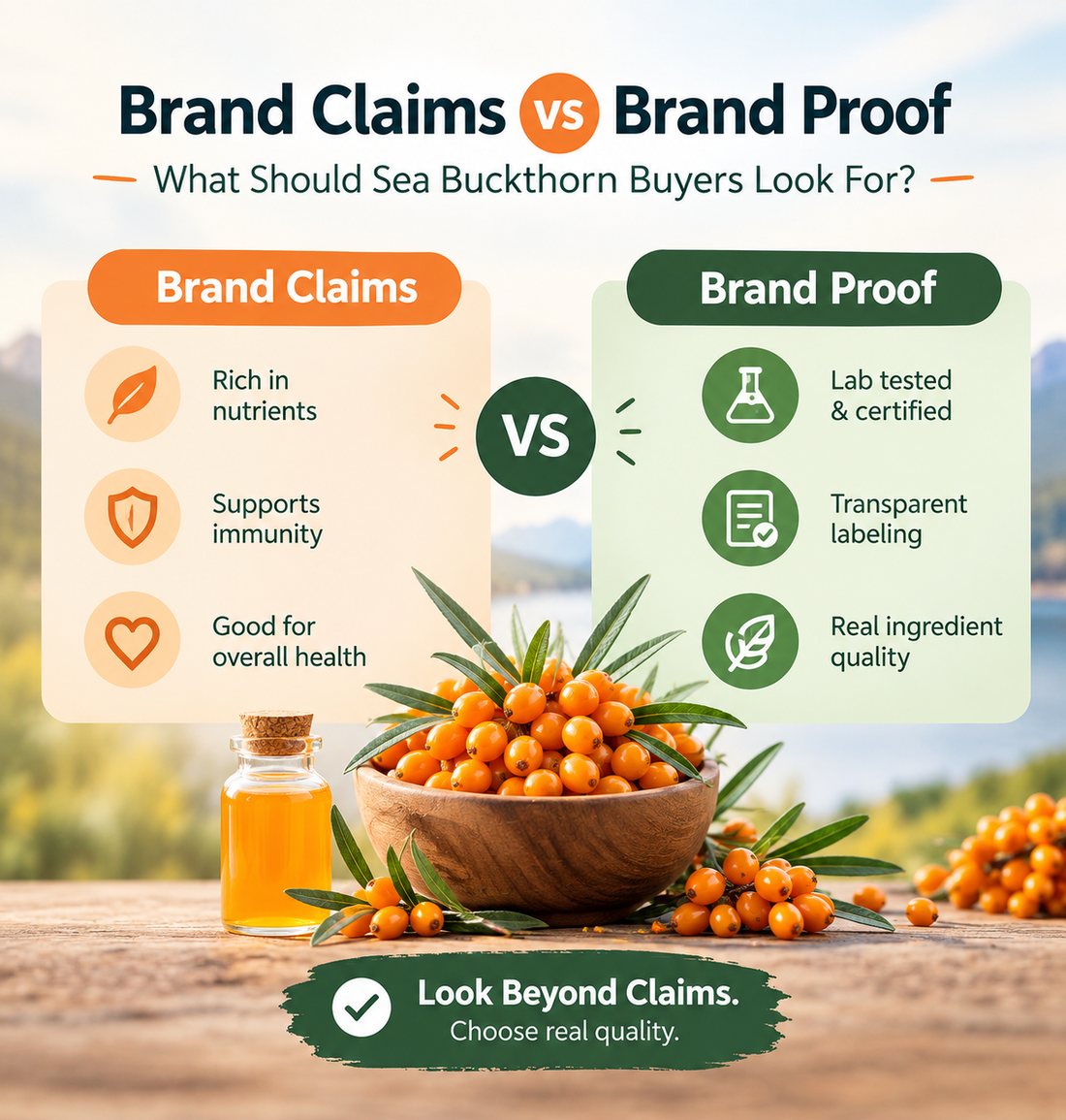 Brand Claims vs Brand Proof: What Should Sea Buckthorn Buyers Look For?