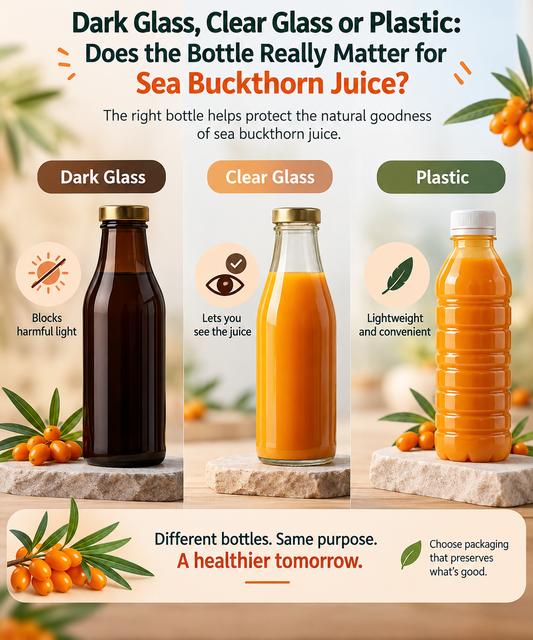 Dark Glass, Clear Glass or Plastic: Does the Bottle Really Matter for Sea Buckthorn Juice?