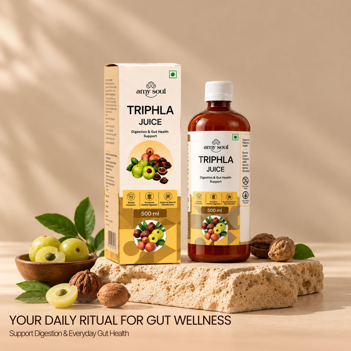 Amy Soul Triphla Juice – 500ml | Digestion & Gut Health Support | Ayurvedic Detox Drink