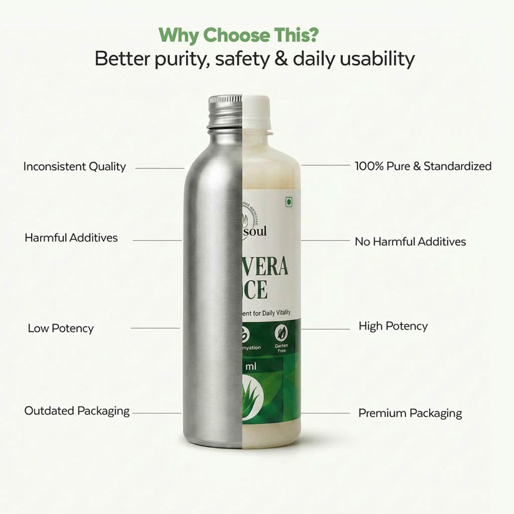 Bottle of Vera Rice with text highlighting benefits on a white background