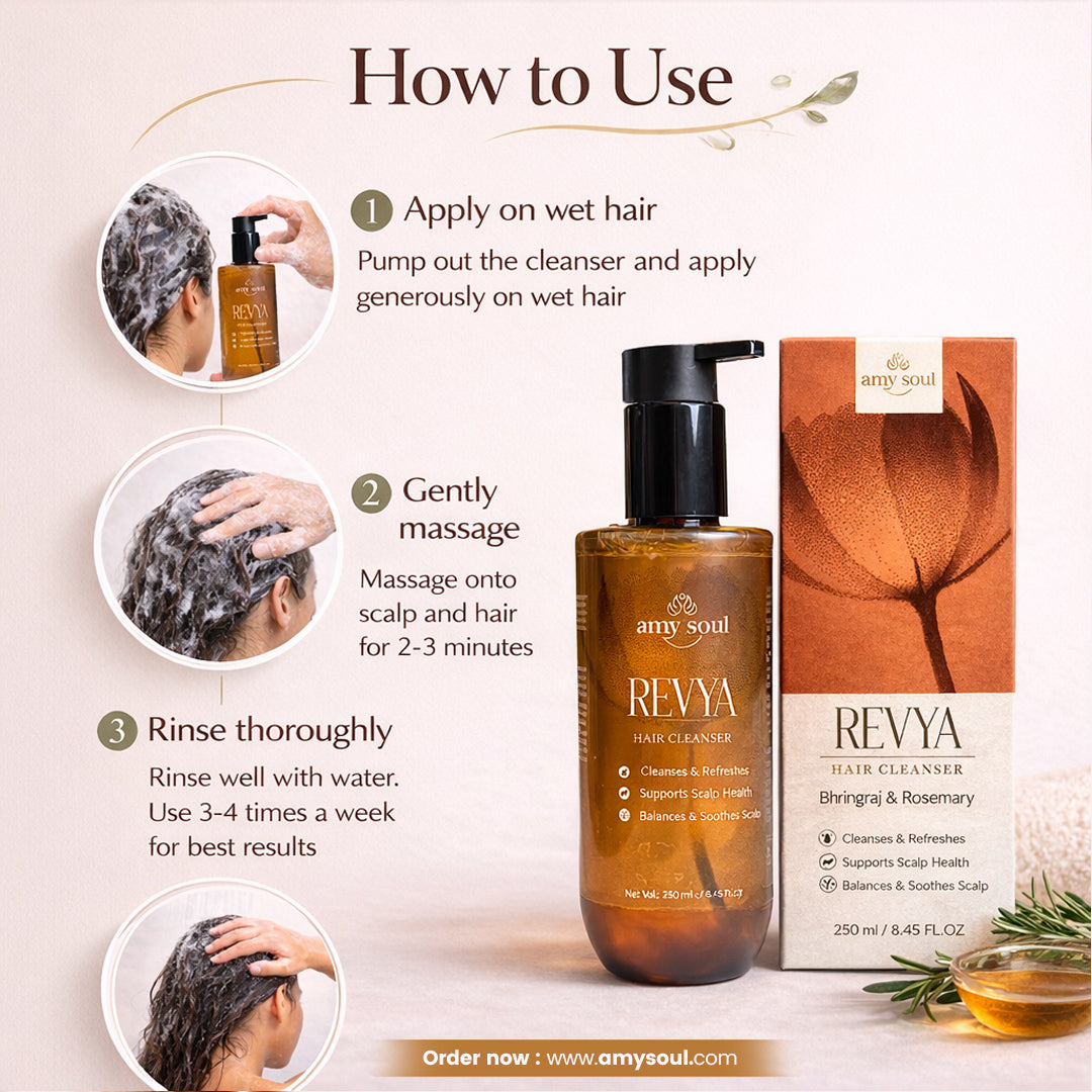 Amy Soul Revya Hair Cleanser – Bhringraj & Rosemary | Ayurvedic Scalp Cleanser | 250ml