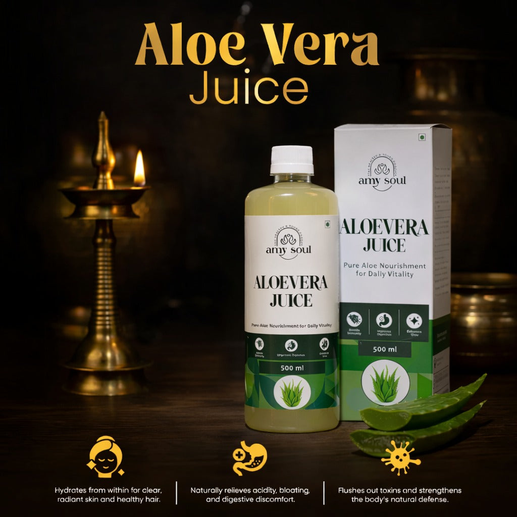 Aloe Vera Juice bottle and packaging with a dark background