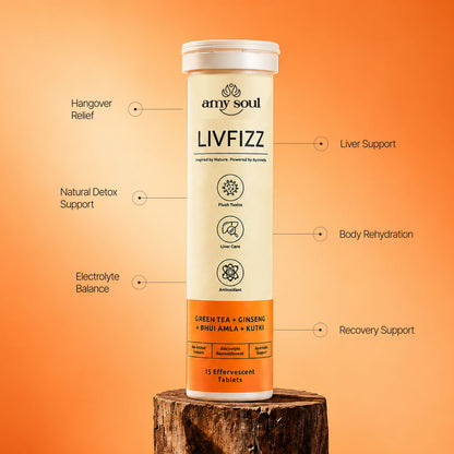LivFizz – Ayurvedic Hangover Relief & Liver Detox Effervescent Tablets (15 Tabs)
