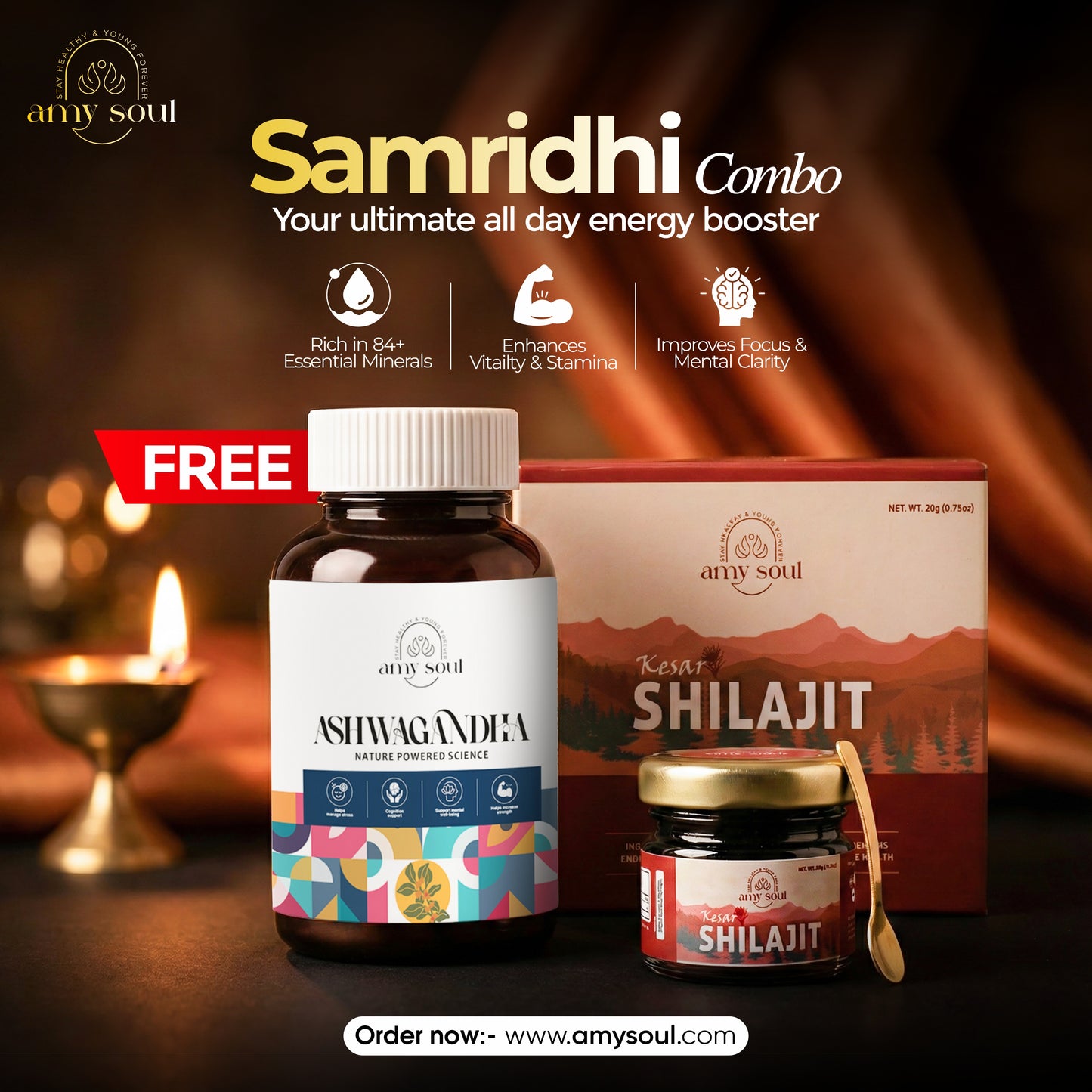 Kesar Yukt Shilajit – Himalayan Shilajit with Saffron for Strength, Energy & Vitality (20g)