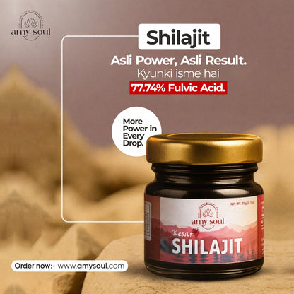 Kesar Yukt Shilajit – Himalayan Shilajit with Saffron for Strength, Energy & Vitality (20g)