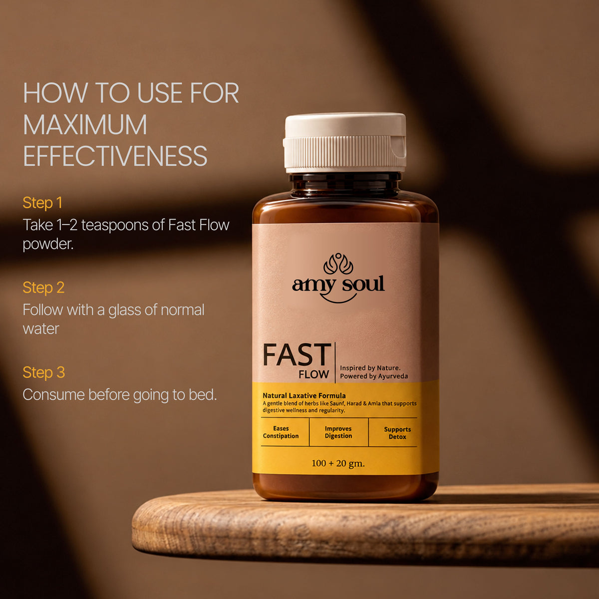 Fast Flow – Ayurvedic Constipation Relief & Digestive Detox Powder (100g + 20g)