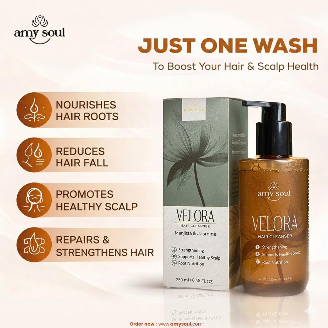 Amy Soul Velora Hair Cleanser – Manjista & Jasmine | Ayurvedic Strengthening Scalp Cleanser | 250ml
