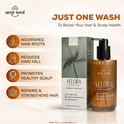 Amy Soul Velora Hair Cleanser – Manjista & Jasmine | Ayurvedic Strengthening Scalp Cleanser | 250ml